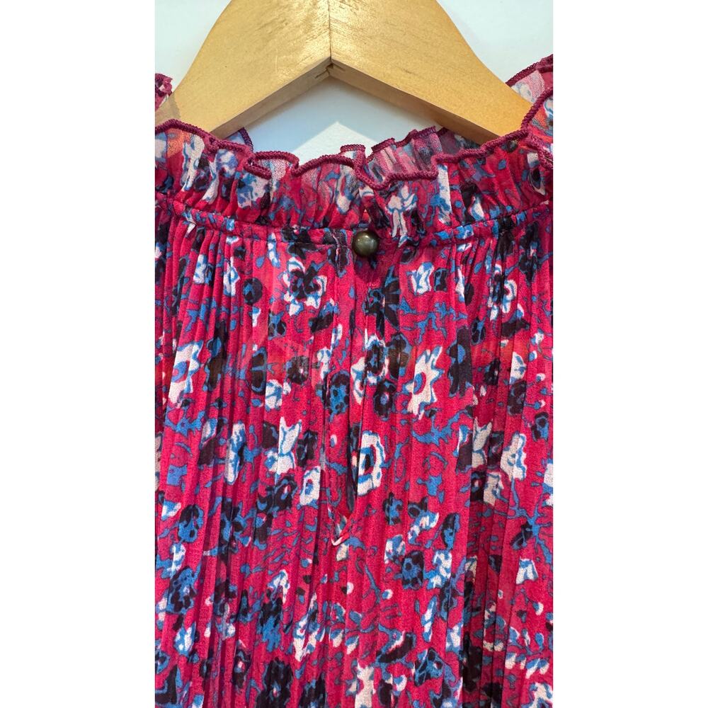 Anthropologie Frieda Pink Accordion Pleated Ruffle Top – Size Small - Picture 7 of 9
